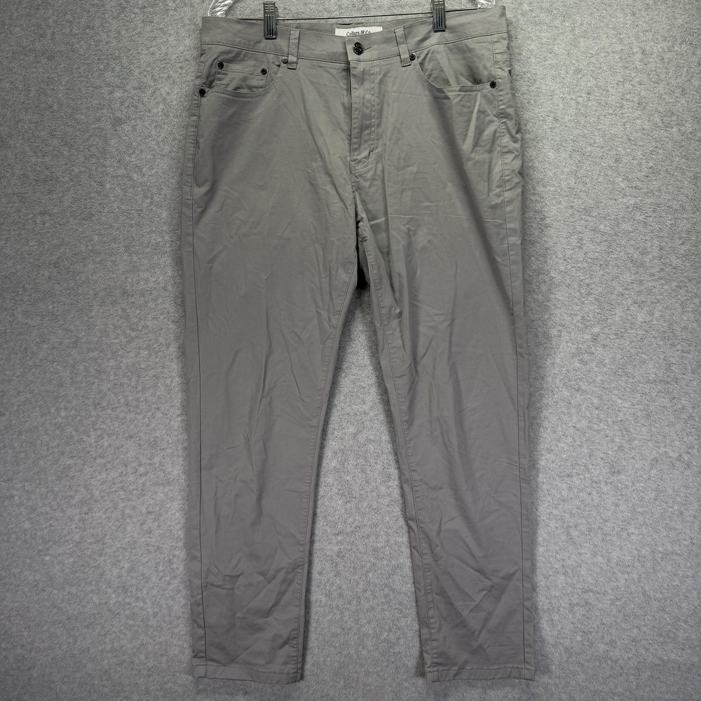Collars & Co. Pants Mens 34x30 Gray Stretch Twill 5-Pocket Casual Preppy Read